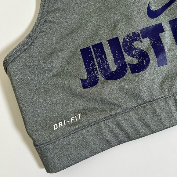 Nike Pro Dri-Fit Just Do It Logo Sports Bra Grey Blue Size L - Picture 4 of 7